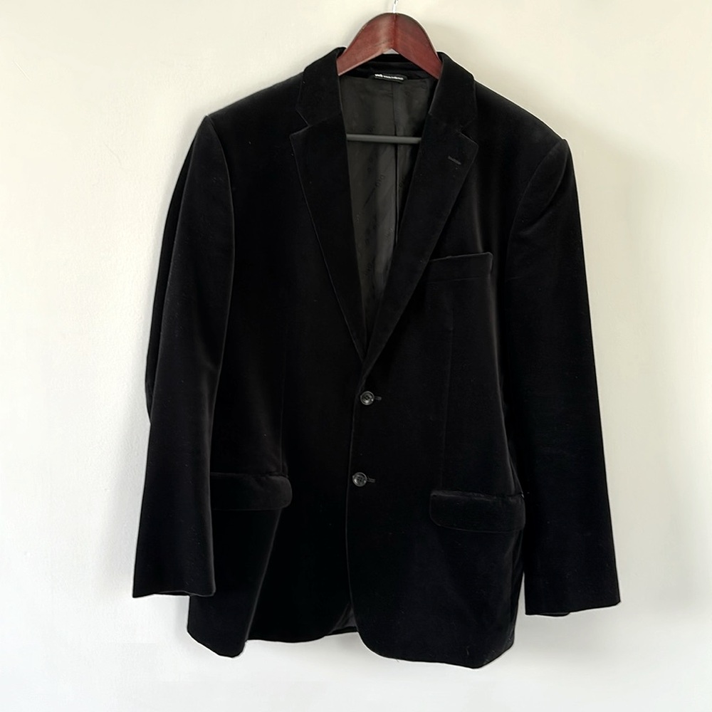 Dolce & Gabbana black velvet single breasted blazer size 52 European